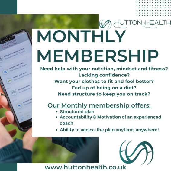 Need help with nutrition, mindset and fitness? Hutton Health's monthly membership can help you feel better in your body and mind